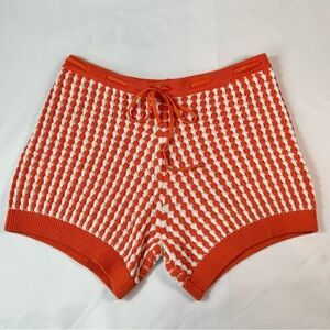 Electric & Rose Suzie Crochet Knit Tangerine & White Shorts Women's Size XL